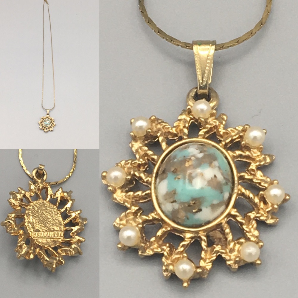 Vtg Sarah Coventry Pendant & 14K Gold Chain OSFM